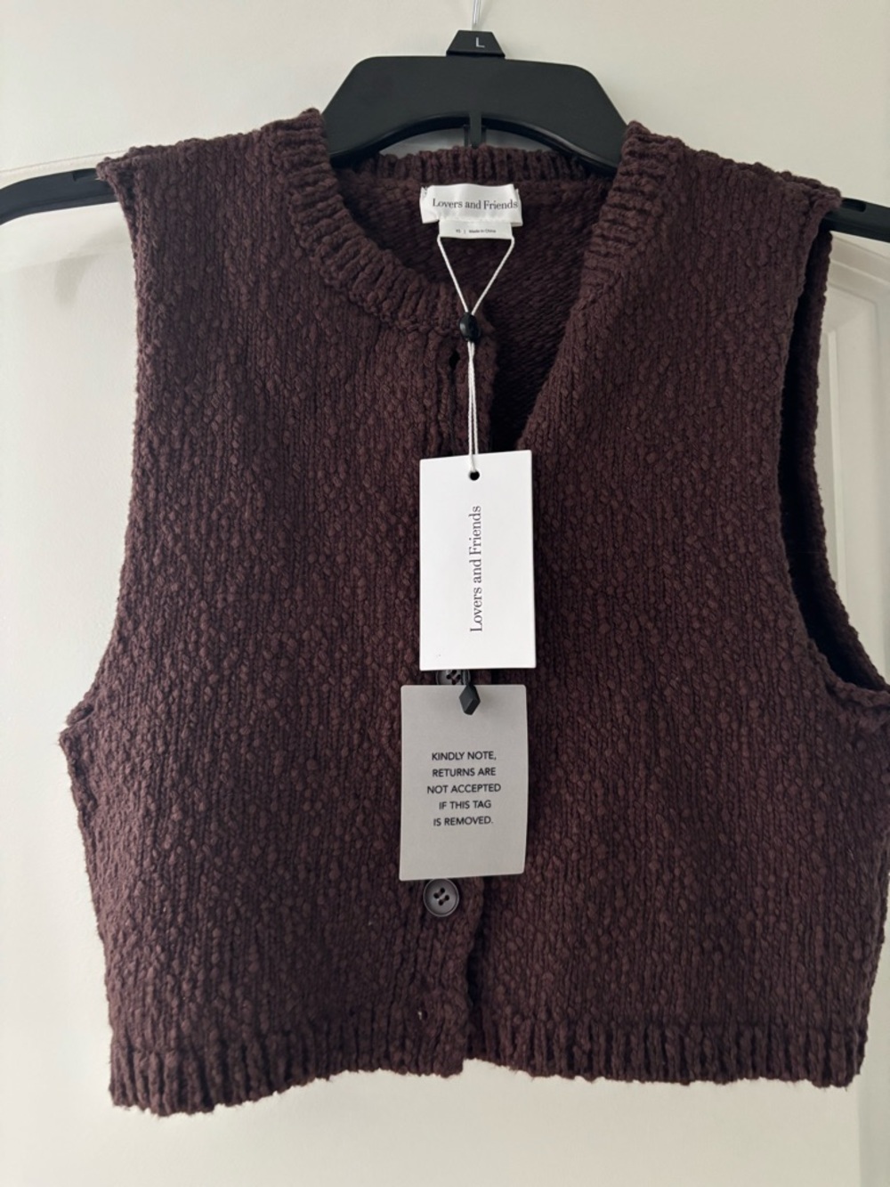 Lovers + Friends Deep Chocolate Brown Knit Vest